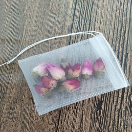 Pack of 100 Nylon Disposable Tea Infused Filter Drawstring Bags for Loose Tea, Herbs and much more! (5x6cm (2.0x2.4"))