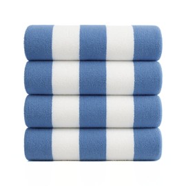9Threads Cotton Turkish Beach Towel Towels Oversized 30"x60" Pool Absorbent Extra Large Quick Dry Sand Travel Towel (Cabana Fountain Blue, 4 Pack)