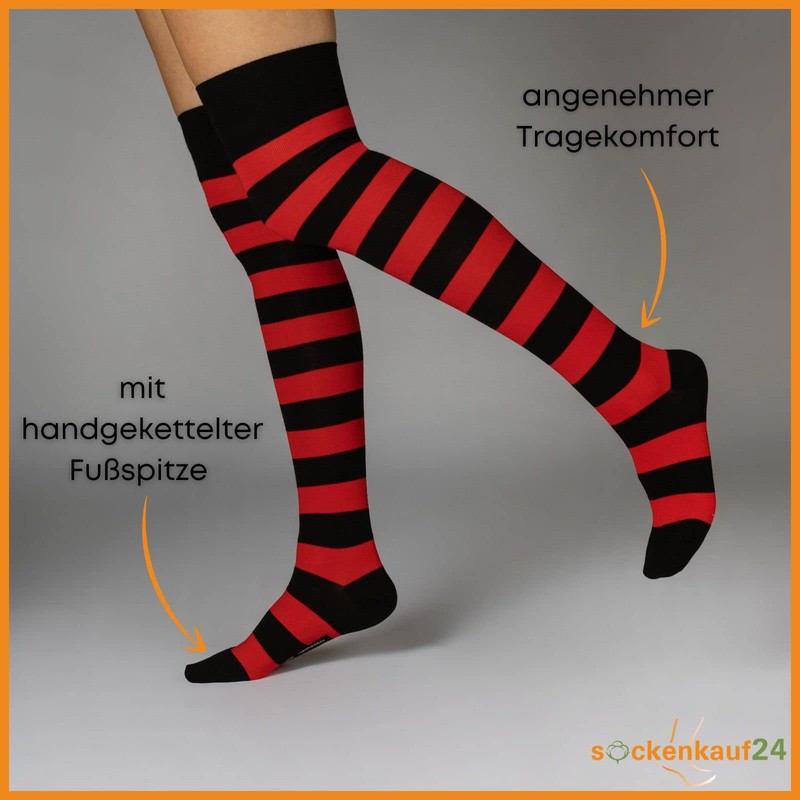 sockenkauf24 10723 2 Pairs of Overknee Cotton Socks in Many