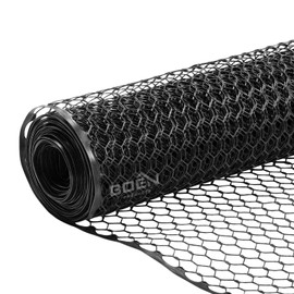 Boen - Plastic Hex Chicken Wire Mesh Temporary Fence Roll (4' x 75' - Black) - Plastic Fence Poultry Netting for Temporary or Semi Permanent Enclosures, Deer Netting Fence, Construction Fencing