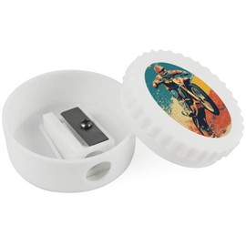 'Retro Dirt Bike Rider' Compact Pencil Sharpener (PS00044735)