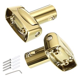 Kokone Shower Curtain Rod Bracket Set of 2 Adjustable 180° Rotation Bracket for Curved Shower Curtain Rod Sturdy Zinc Alloy Wall Mounted Curtain Rod Holder for Bathroom, Wardrobe, Kitchen, Gold