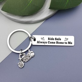Biker Gift Ride Safe Keyring Motorcycle Jewelry Keyring for Husband Boyfriend New Driver Gift Couple Gift for Boyfriend Biker Valentine's Day Anniversary Christmas Birthday Gift Couple Keychain