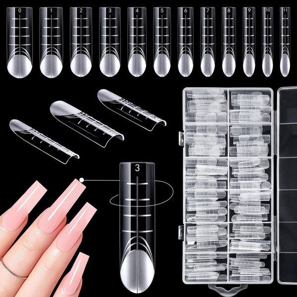 Kiiwah Pack of 120 Dual Shape Nails, Polygel Tips with