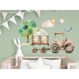 wolga-kreativ Wall Sticker for Children's Room, Farm Tractor Tree Decoration, Children's Room, Wall Sticker & Wall Sticker for Children's Room, Decoration for Children's Room, Boys Room