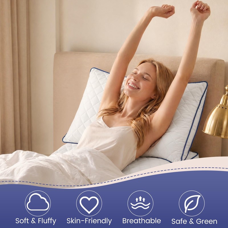 DOWNSTORIA Shredded Memory Foam Pillows Queen Size Set of 2,