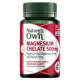 Nature's Own Magnesium Chelate 500mg Capsules 75-Relieves Muscle Cramps & Mild Muscle Spasms, Reduces Muscle Tiredness When Dietary Intake Is Inadequate-Aids Calcium Metabolism & Supports Bone Health