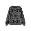 SHENHE Women's Oversized Goth Cartoon Pattern Ripped Round Neck Sweater