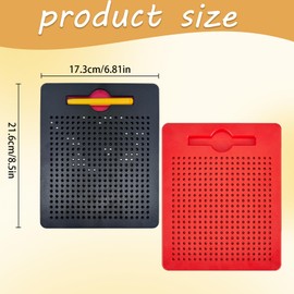 Pack of 2 Small Magnetic Drawing Boards, Magnetic Steel Ball Drawing Board, Magnetic Plate for Children, Magnetic Steel Ball Drawing, for Drawing and Writing Children (Red, Black)