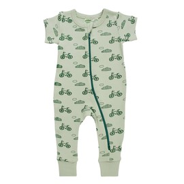 PARADE Organic Signature Print '2-Way' Zip Romper Short Sleeve Bicycles 6-12 Months