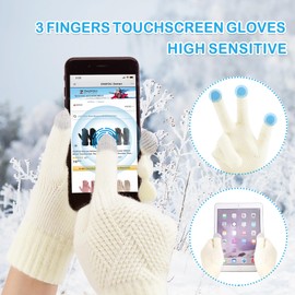 ZASFOU Women's Winter Touchscreen Gloves Warm Winter Gloves Knitted Gloves for Women Gift Cold Weather, beige