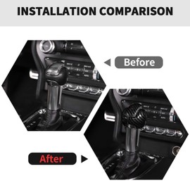 RT-TCZ Gear Shift Knob Cover Trim Interior Accessories for Ford Mustang 2015-2024 3PCS (Carbon Fiber)