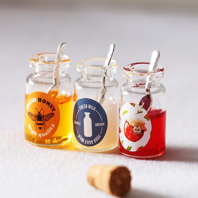 1 Set Resin Miniature Dollhouse Jam Set, Includes, Honey and