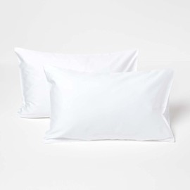 HOMESCAPES White Pillowcase 40 x 60 cm Pack of 2 100% Organic Cotton with 400 Thread Count Egyptian Cotton Children's Pillowcase GOTS Certified Allergy Friendly Bed Linen