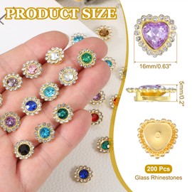 PATIKIL Heart Rhinestones Buttons, 40Pcs 16mm Sew on Rhinestones Crystal Heart Nail Charm Embellishment Flatback Diamond for Sewing DIY Clothing Wedding, Purple