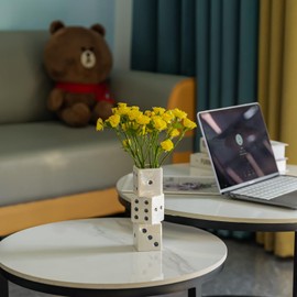 BOOXMIMI Handmade Ceramic Dice Vase - Unique Decorative Vase for Dried Flowers and Roses - Stunning Design for Modern Spaces