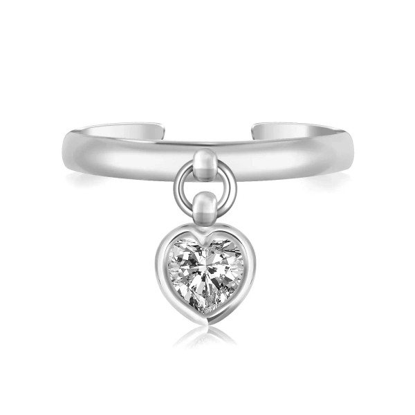 Unbranded Sterling Silver Rhodium Finished Heart Cubic Zirconia Charm Toe