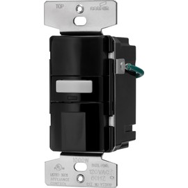 Eaton VS310U-BK-K Motion-Activated Vacancy Sensor Wall Switch, Black