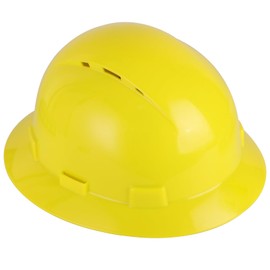 Zeluga 15-453 HDPE Full Brim Hard Hat, Construction Safety Helmet with Vented Holes, 6 Point Adjustable Ratchet Suspension, ‎Meets ANSI/ISEA Z89.1, Yellow