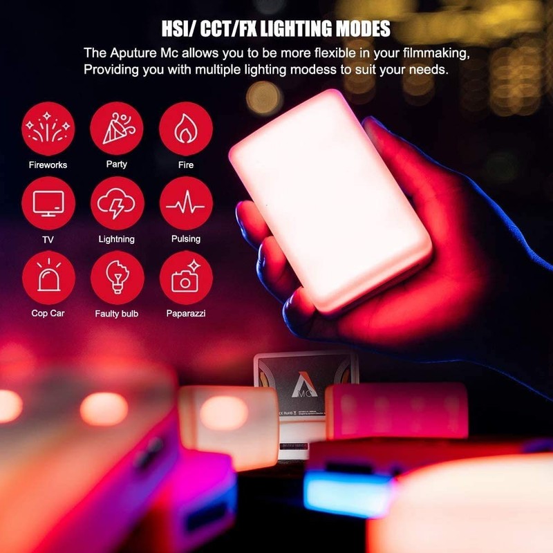 Aputure AL-MC RGB On-Camera Video Light, TLCI/CRI 95+, 3200-5600K Adjustable,