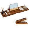 Teak Bathtub Tray, Luxury Bath Table Tray with Wine Glass