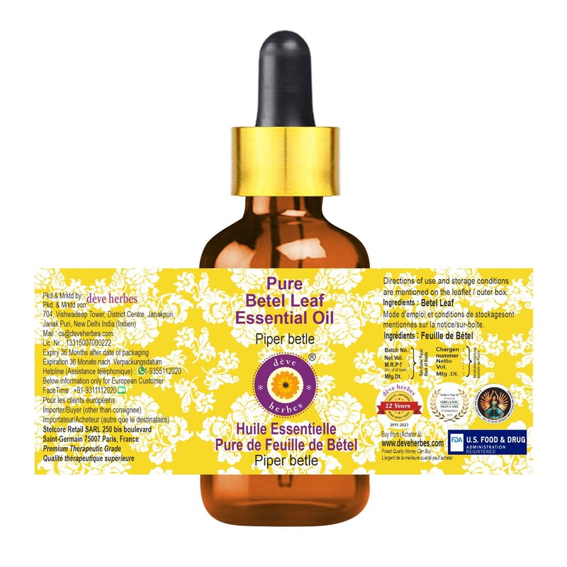 Deve Herbes Pure Betel Leaf Essential Oil (Piper betle) with