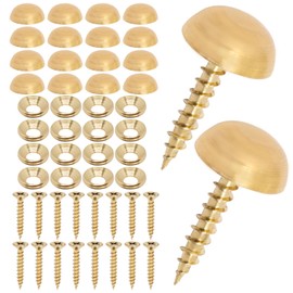 BENLIUDH Mirror Screw 16 Pack, Pure Brass Self-Tapping Screws with Decorative Caps Cover (Brass,15mm)