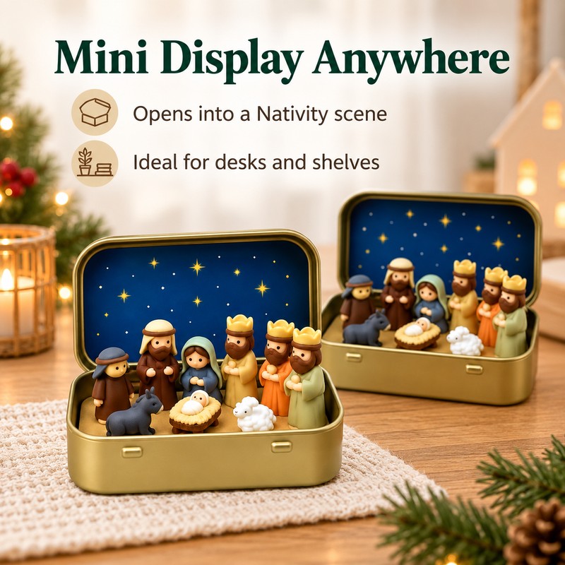 Mini Christmas Nativity Scene Set for Holiday Home Decor –