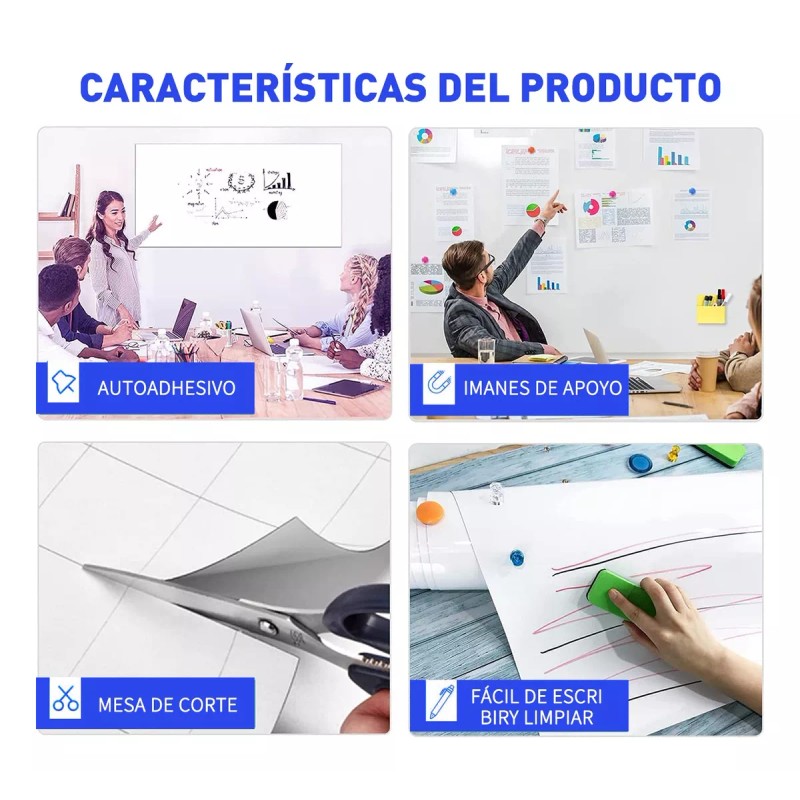 XS Pizarrón Blanco Auto Adherible Papel Pizarra Con Plumones