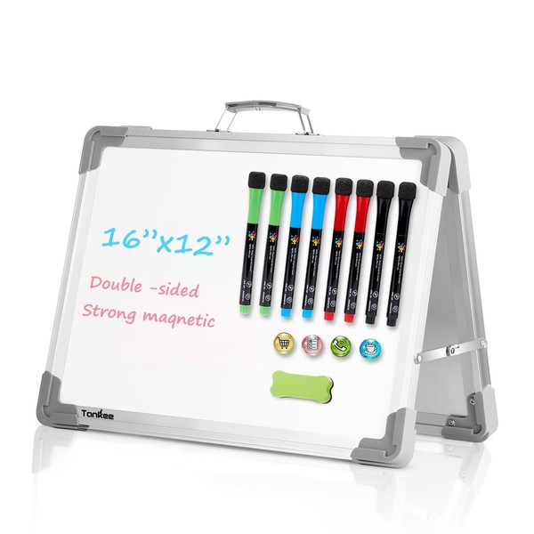 Small Dry Erase White Board – TANKEE Magnetic Desktop Foldable
