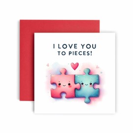 Huxters Cute Valentines Day Card Love you to Pieces Happy Wedding Anniversary Card for Husband Wife or Boyfriend Birthday Girlfriend Card for Husband or Wife - 14.8cm (Love you to Pieces)