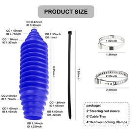 Car Rack and Pinion Boot Steering Rack Boot Tool Kit,Dustproof Silicone Inner Tie Rod Boot Set with Rack and Pinion Bellow Cable Ties and Clamps,Professional Car Accessories (Blue)