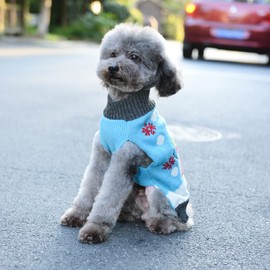 TENGZHI Dog Christmas Sweater Holiday Clothes for Dogs Girl Boy Fall Winter Knitted Soft Warm Puppy Clothing Cute Snowman Pet Outfit Ugly Xmas Sweater for Small Medium Large Dogs Cats(S,Blue)