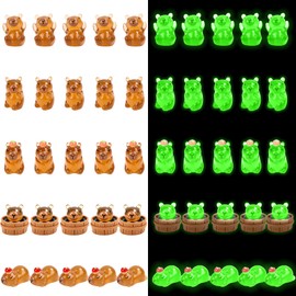 25PCS Capybara Luminous, Mini Resin Animals Capybara Glow in the Dark Small Resin for Capybara Aquarium Home Decoration, Doll House, Potted Plant, Birthday Party Decoration