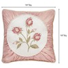 Touch of Class Blush Rose Embroidered 18" Square Pillow
