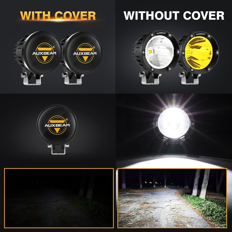 Auxbeam C4 Series 4 Inch Black Protective Light Covers, Round