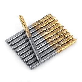 Carbide End Mills 1/8 Inch Screwed Shank Titanium Coated PCB CNC Engraving Cutter Pack of 10