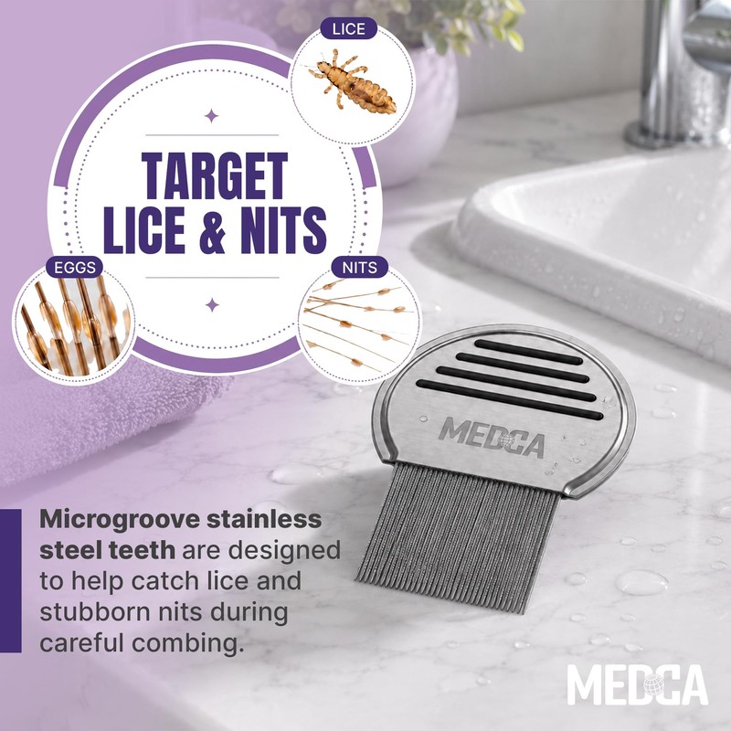 Lice Comb - Professional Stainless Steel Comb for Head Lice