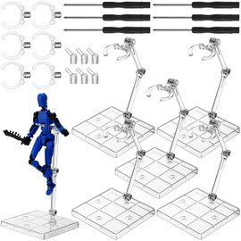 RattanView 6 Set Action Figure Stand with Screwdriver Doll Figure Display Holder Base Clear Action Figure Accessories Plastic Figure Stand Display for 1/144 HG/RG Figure Model Toy(Square)
