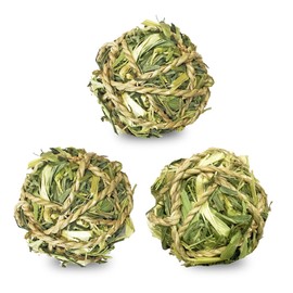 SunGrow Dried Barley Grass Balls for Small Pets, Fiber Source for Happy Tummies, Oral Care Partner & Strength Booster for Rabbits, Guinea Pigs, Hamsters, Gerbils, 3” Diameter, 3 Pieces per Pack 
