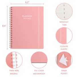 Cheericome Planner 2024-2025, Monthly Weekly Planner Runs January 2024 to June 2025, 2024-2025 Planner with PP Cover and Elastic Band, 18 Monthly Planner, Rose Monthly Planner Calendar