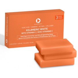 KOJIMERIC WHITE Kojic Acid Soap for Dark Spots – Skin Brightening Soap with Kojic Acid, Turmeric, Retinol, Collagen & Vitamin C, 3 Bars x 100g Each – Gentle Exfoliation & Hydration for Face & Body by CLEARNEXT