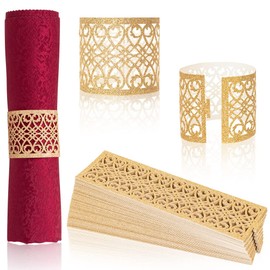 Servilleteros desechables de papel brillante, servilleteros, servilleteros, para decoración de bodas, fiestas, cenas, eventos especiales y servicios de catering (oro rosa)