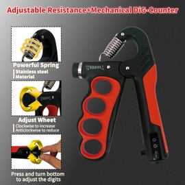 Senston Grip Strength Trainer 2 Pack - Hand Grip Strength Tester Grip Strengthener Forearm Exerciser Meter Digital Hand Grip Training 220 Lbs / 100 KG for Sport Home School Red