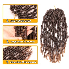 Butterfly Locs Crochet Hair 6 Packs Long Faux Locs Crochet Braids Pre looped Distressed Locs Soft Locs Crochet Dreadlocks Synthetic Hair Extensions (T27, 12 Inch (Pack of 6))