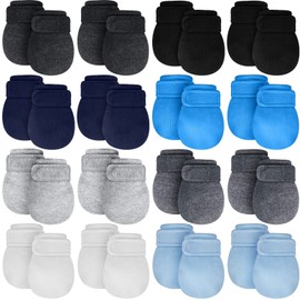 Newcotte 16 Pairs Adjustable Baby Mittens No Scratch Newborn Cotton Breathable Gloves Warm Baby Mitts for Boys (Classic Color)