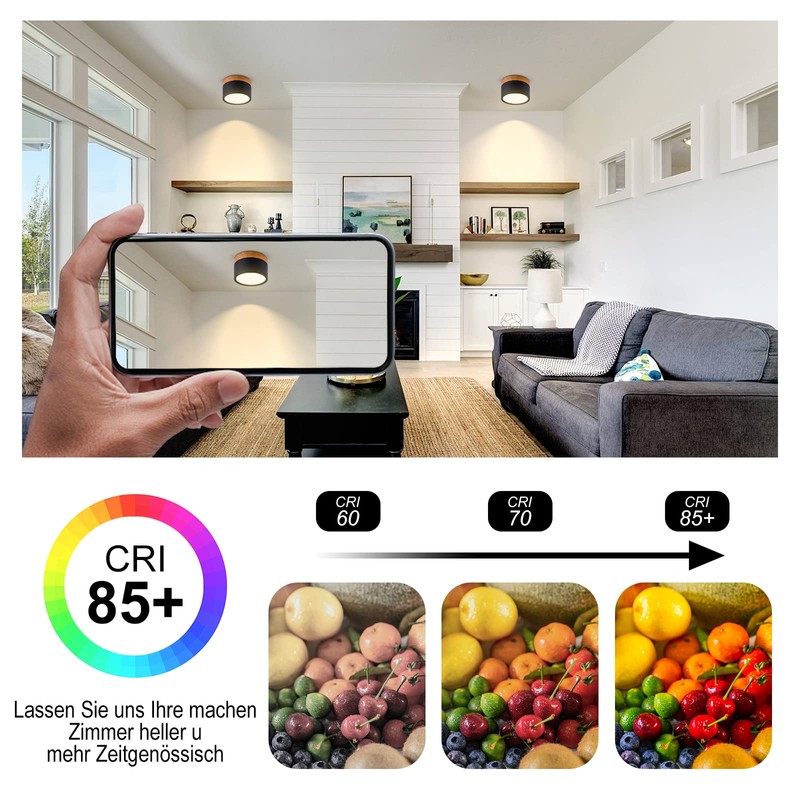 Temgin Ceiling Light Surface-Mounted LED 12 W IP65 Ceiling Spotlights