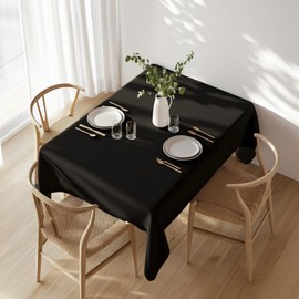 GFCC, 2 manteles rectangulares negros – Mantel rectangular de poliéster negro de 60 x 102 pulgadas, resistente a las arrugas, para decoración de mesa de comedor