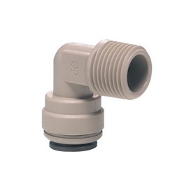 John Guest Rigid Elbow 1/4 inch Tube OD x 3/8 inch NPTF Male Thread (one individual)