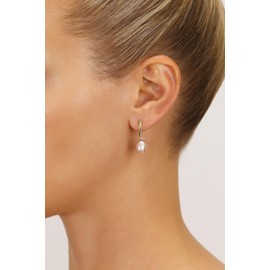 14k Yellow Gold Freshwater Cultured Drop Pearl Earring (Pink)